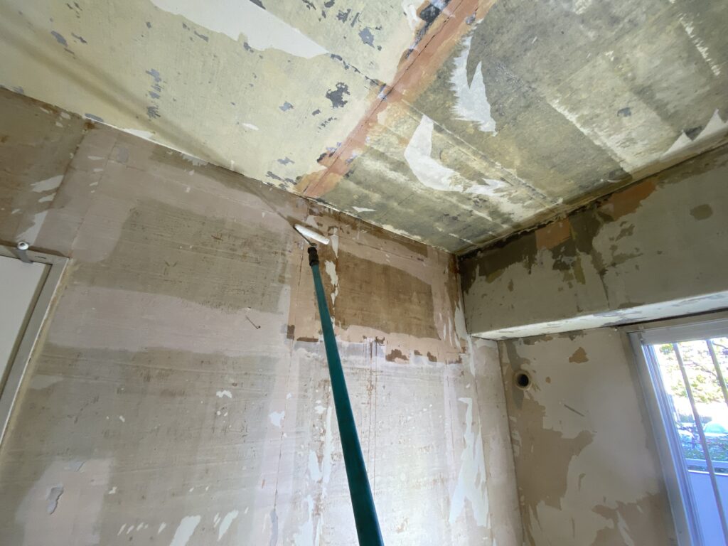 アクリル系の溶剤で下地処理。車で例えるとワックス掛けみたいなもの